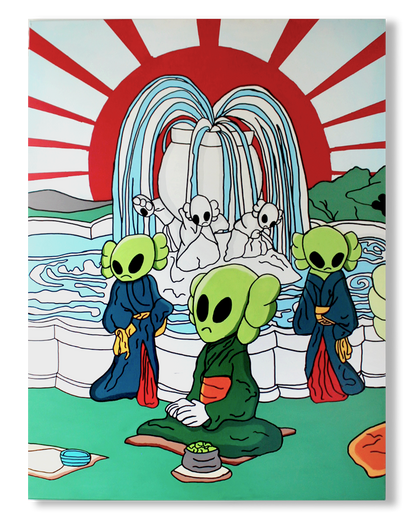 DMOVDO – ALIEN FOUNTAIN TRIPTYCH 2/3 (90 × 120 cm / 35.4 × 47.2 in)