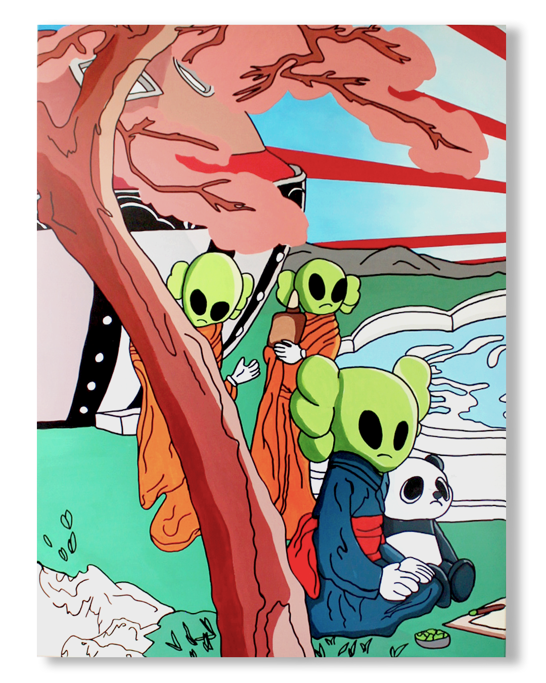 DMOVDO – ALIEN FOUNTAIN TRIPTYCH 1/3 (90 × 120 cm / 35.4 × 47.2 in)