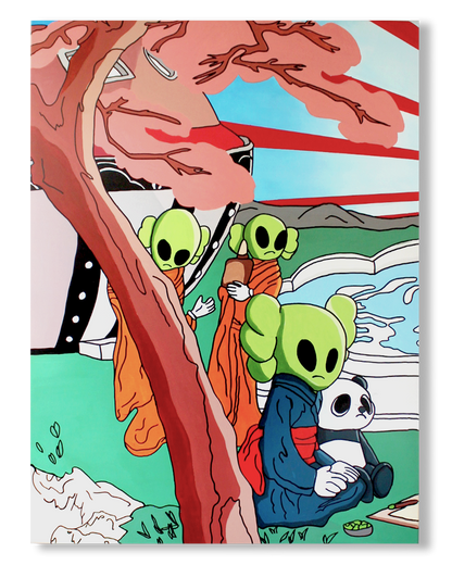DMOVDO – ALIEN FOUNTAIN TRIPTYCH 1/3 (90 × 120 cm / 35.4 × 47.2 in)