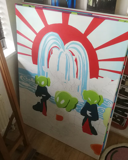 DMOVDO – ALIEN FOUNTAIN TRIPTYCH 2/3 (90 × 120 cm / 35.4 × 47.2 in)