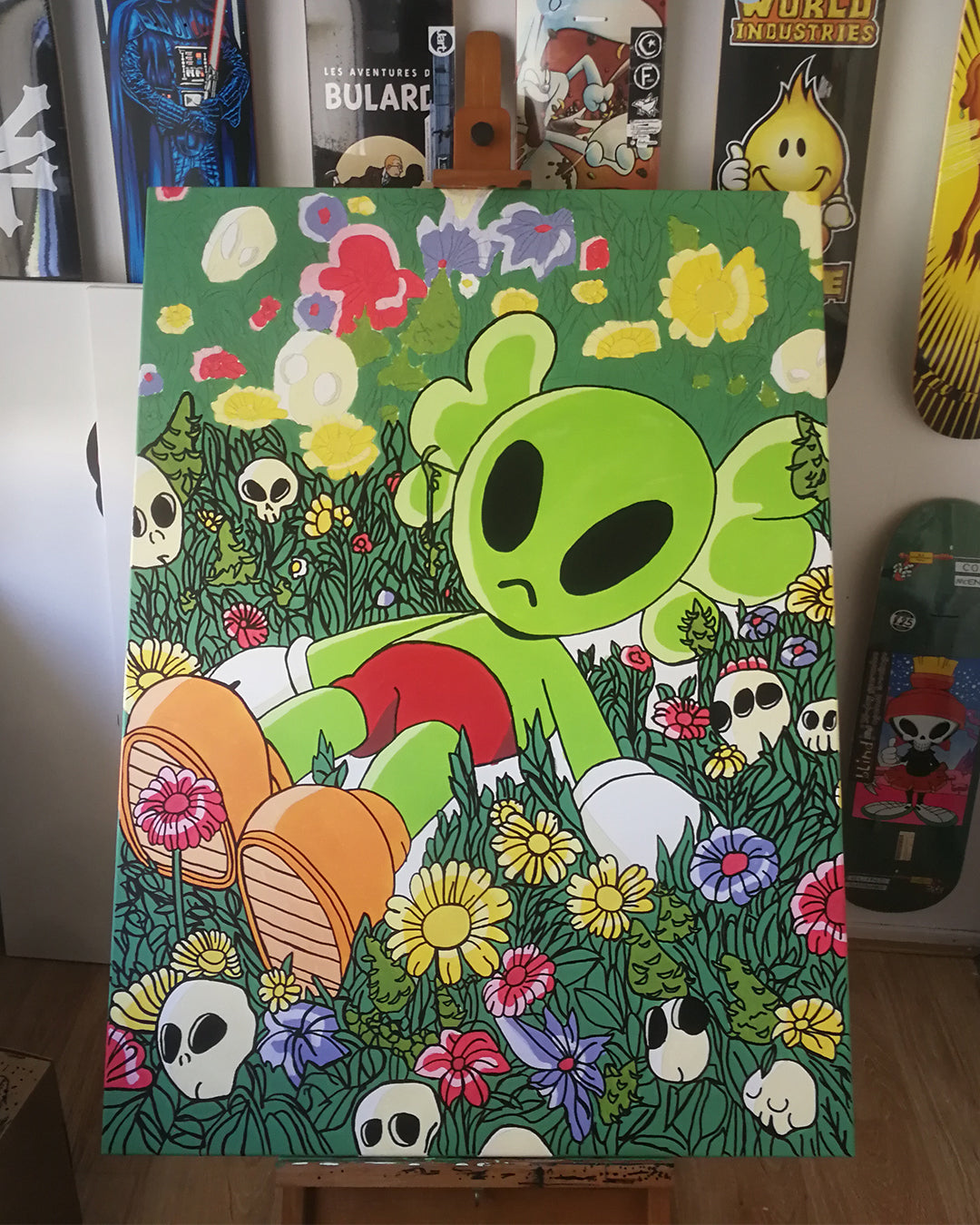 DMOVDO – ALIEN IN GRASS (90 × 120 cm / 35.4 × 47.2 in)