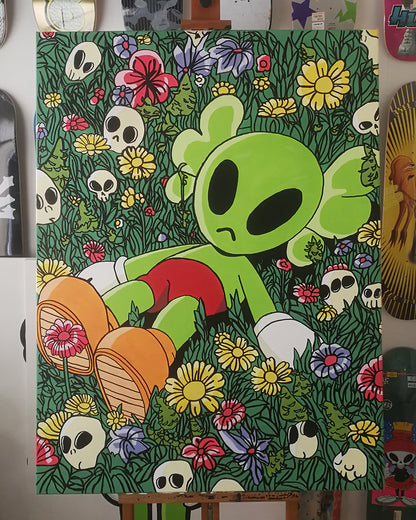 DMOVDO – ALIEN IN GRASS (90 × 120 cm / 35.4 × 47.2 in)