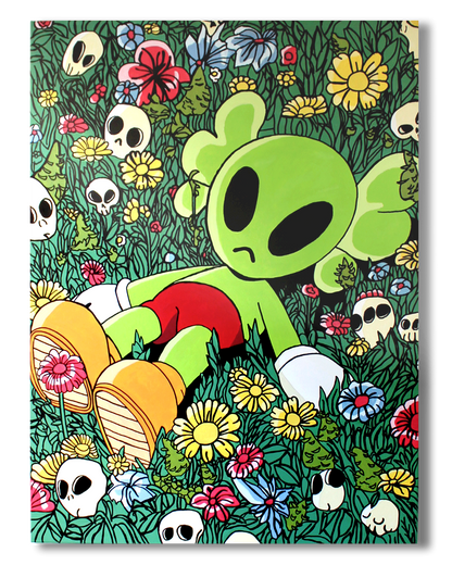 DMOVDO – ALIEN IN GRASS (90 × 120 cm / 35.4 × 47.2 in)