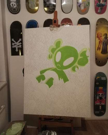 DMOVDO – ALIEN IN GRASS (90 × 120 cm / 35.4 × 47.2 in)