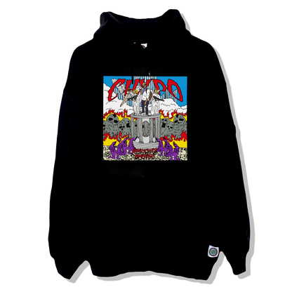 CHXPO X JUNKIERICH X DMOVDO - THE ANGELS PROTECT ME, THE DEMONS RESPECT ME HOODIE BLACK