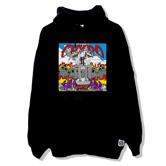 CHXPO X JUNKIERICH X DMOVDO - THE ANGELS PROTECT ME, THE DEMONS RESPECT ME HOODIE BLACK