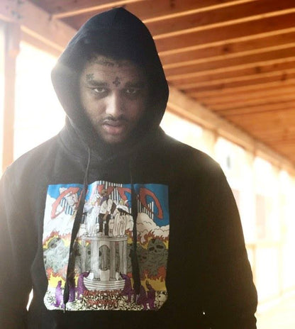 CHXPO X JUNKIERICH X DMOVDO - THE ANGELS PROTECT ME, THE DEMONS RESPECT ME HOODIE BLACK