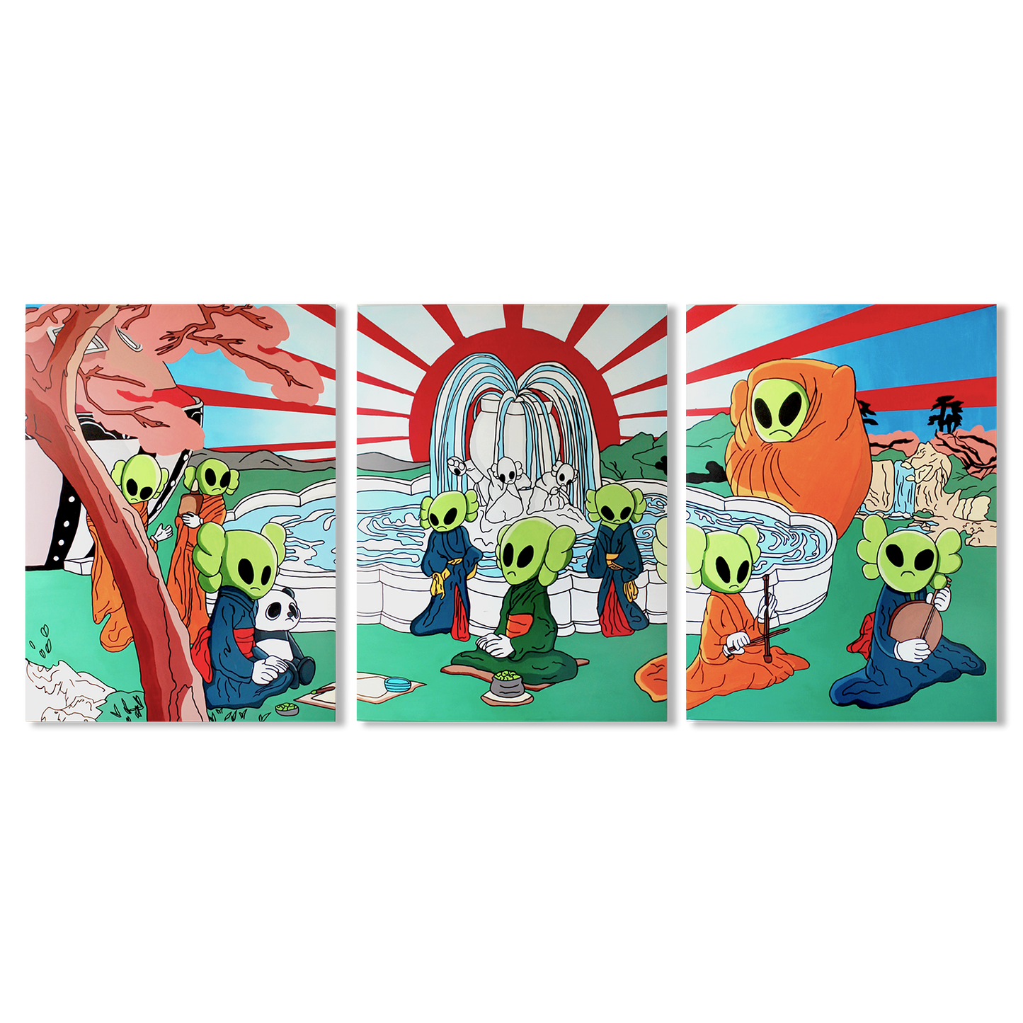 DMOVDO – ALIEN FOUNTAIN TRIPTYCH 1/3 (90 × 120 cm / 35.4 × 47.2 in)