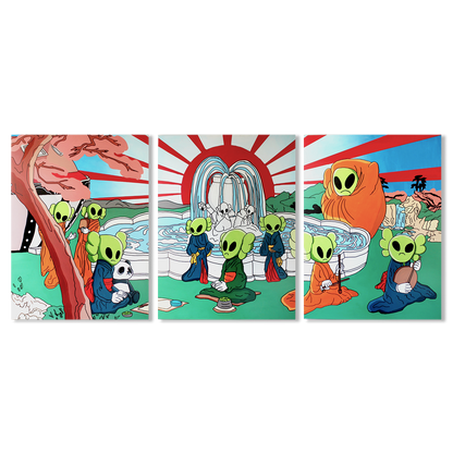DMOVDO – ALIEN FOUNTAIN TRIPTYCH 1/3 (90 × 120 cm / 35.4 × 47.2 in)