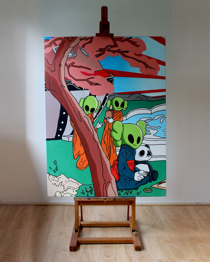 DMOVDO – ALIEN FOUNTAIN TRIPTYCH 1/3 (90 × 120 cm / 35.4 × 47.2 in)