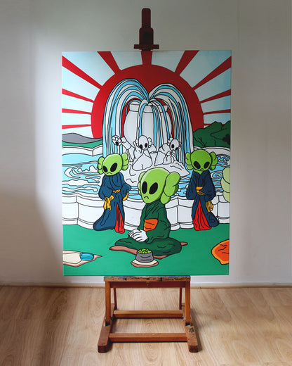 DMOVDO – ALIEN FOUNTAIN TRIPTYCH 2/3 (90 × 120 cm / 35.4 × 47.2 in)