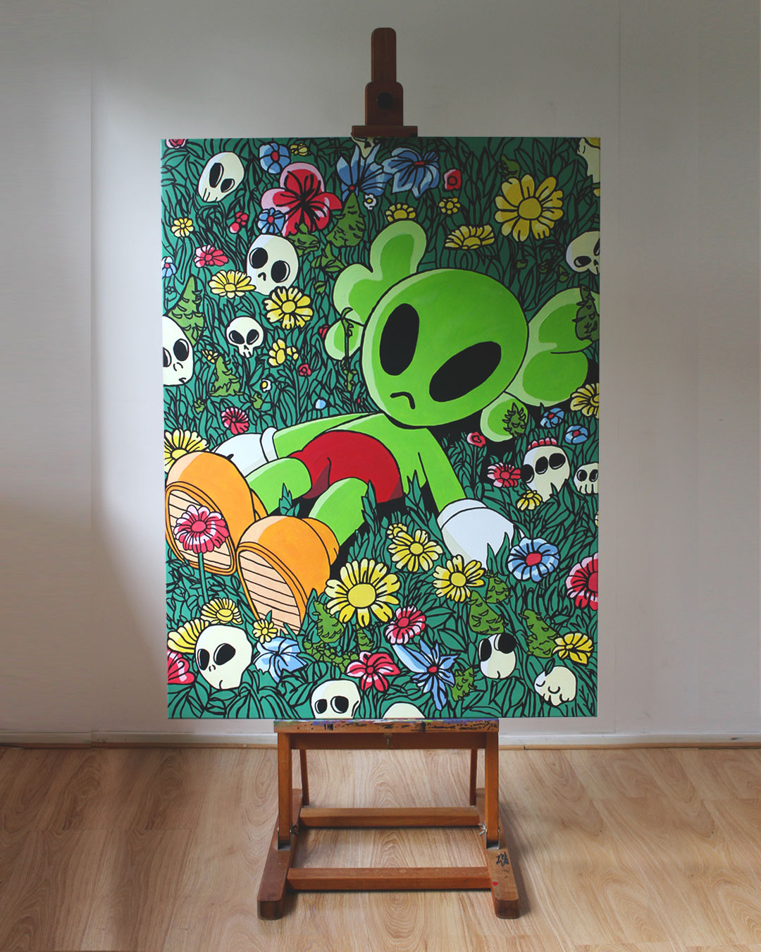 DMOVDO – ALIEN IN GRASS (90 × 120 cm / 35.4 × 47.2 in)