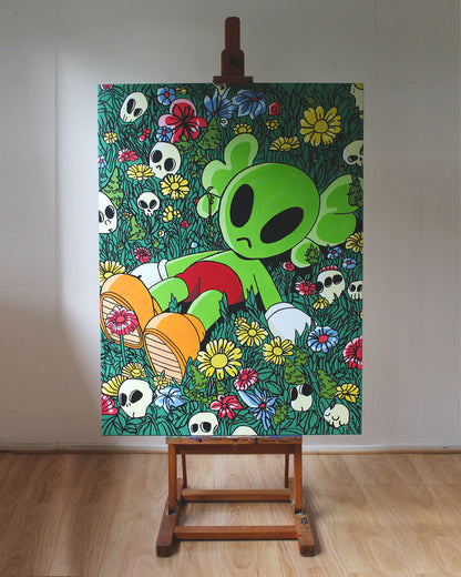 DMOVDO – ALIEN IN GRASS (90 × 120 cm / 35.4 × 47.2 in)